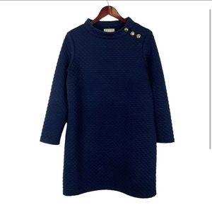 STS Sail to Sable Navy Blue Long sleeve quilted Textured shift dress Size Large